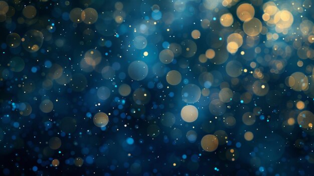 Luxurious bokeh background in deep blues and golden hues