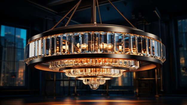 Photo a luxurious chandelier in a conference room