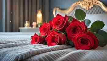 Photo luxurious comfort with a bouquet of red roses