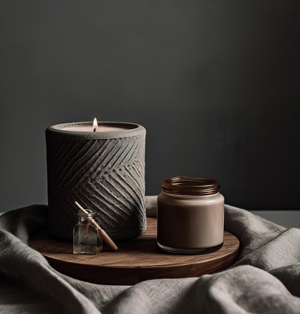 Photo a luxurious concrete candle brand