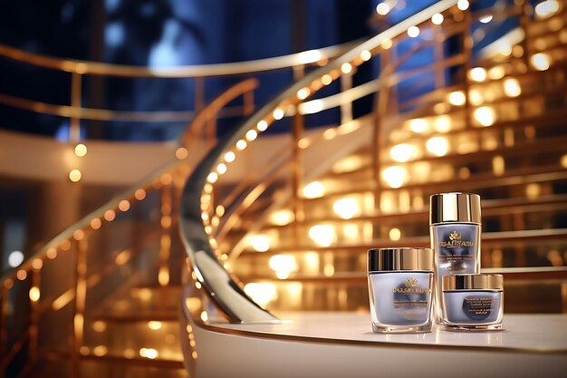 Of a luxurious cosmetics concept arranged stair scene concept and creative design luxury elegant