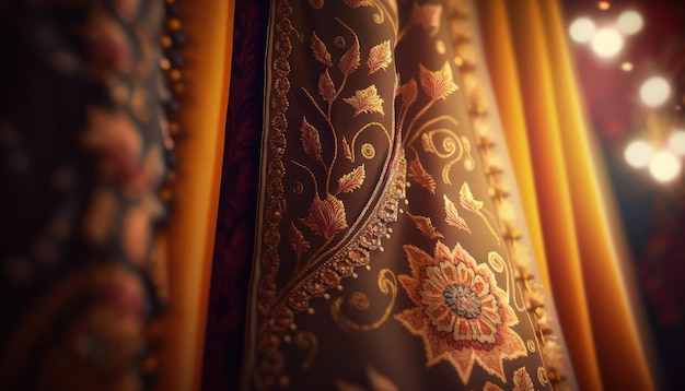 Luxurious and cultural wedding curtain for beautiful backdrop generative ai