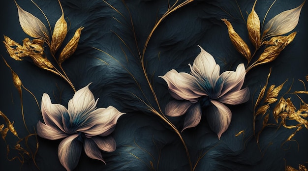豪華な暗い花の背景プリント カバーの壁紙のフラワー デザイン