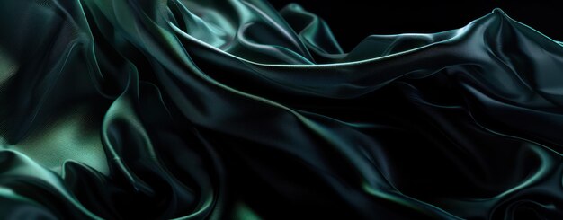 Luxurious dark turquoise silk fabric with an elegant texture and smooth pleats