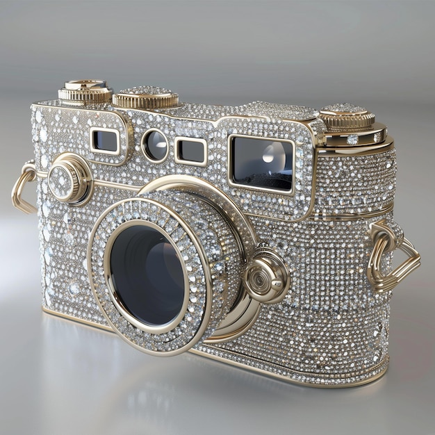 사진 화려한 다이아몬드 인 빈티지 카메라