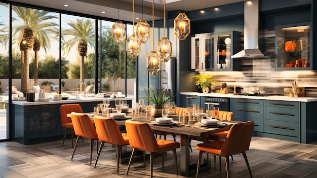 Luxurious Dining Experience Modern Interior with Stylish Furniture Bright Ambiance and Elegant Design