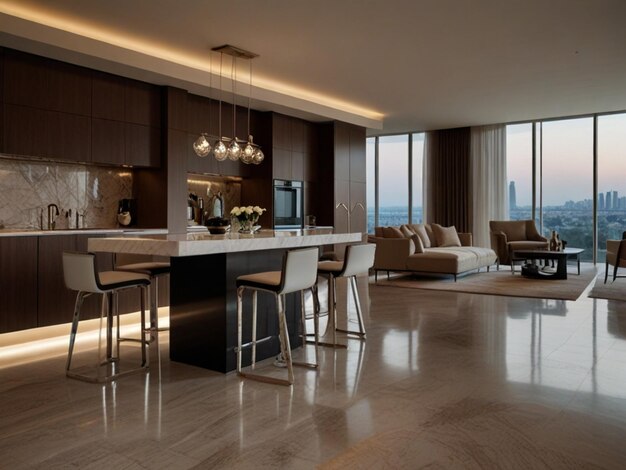 Luxurious Dining Room with City and Ocean View