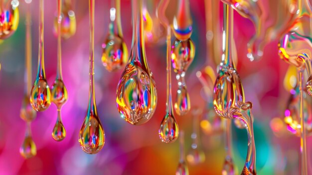 Luxurious Drips of Iridescent Colorful Liquid Sugar Candy Chrome