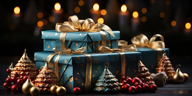 Luxurious and Elegant Christmas Gift Boxes Christmas Presents and Decorations Generative AI