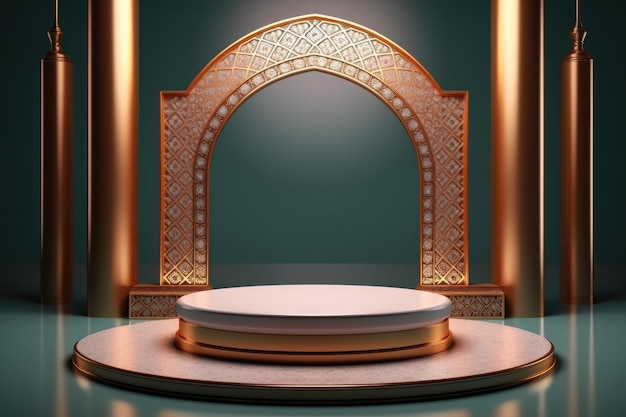 Photo luxurious and elegant islamicthemed podium for product display