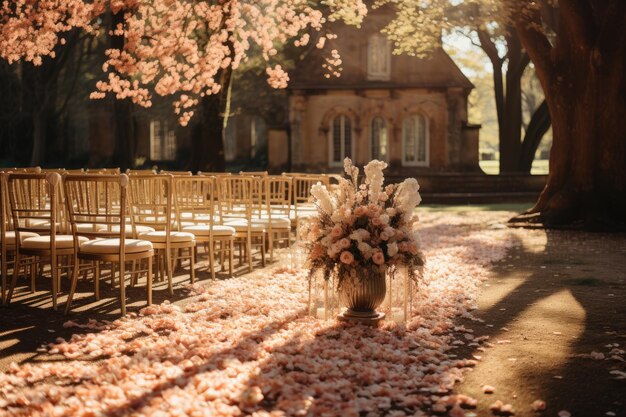 Foto un luogo di matrimonio all'aperto lussuoso ed elegante decorazione ispirazione idee