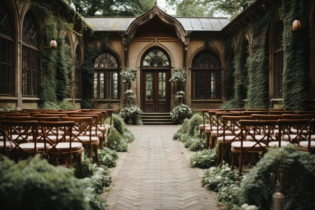 Foto un luogo di matrimonio all'aperto lussuoso ed elegante decorazione ispirazione idee