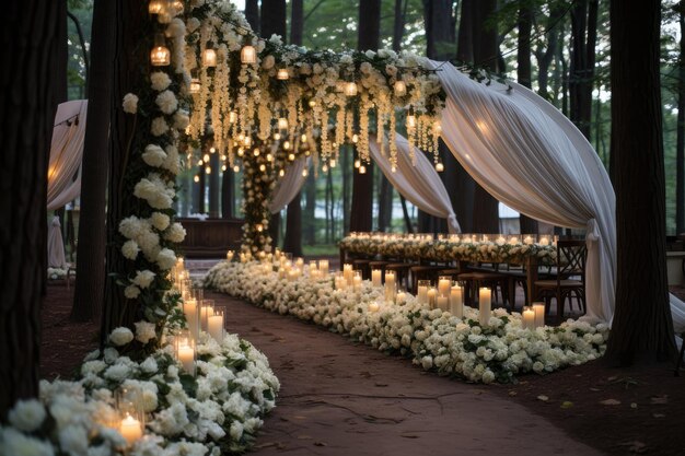 Foto un luogo di matrimonio all'aperto lussuoso ed elegante decorazione ispirazione idee