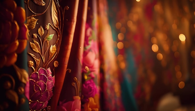 luxurious and ethnic curtain fabric for grand events generative ai