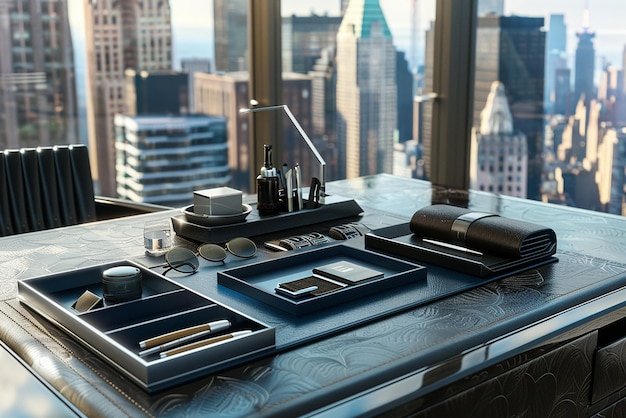 Luxurious Executive Monitor Stand in HighRise Office