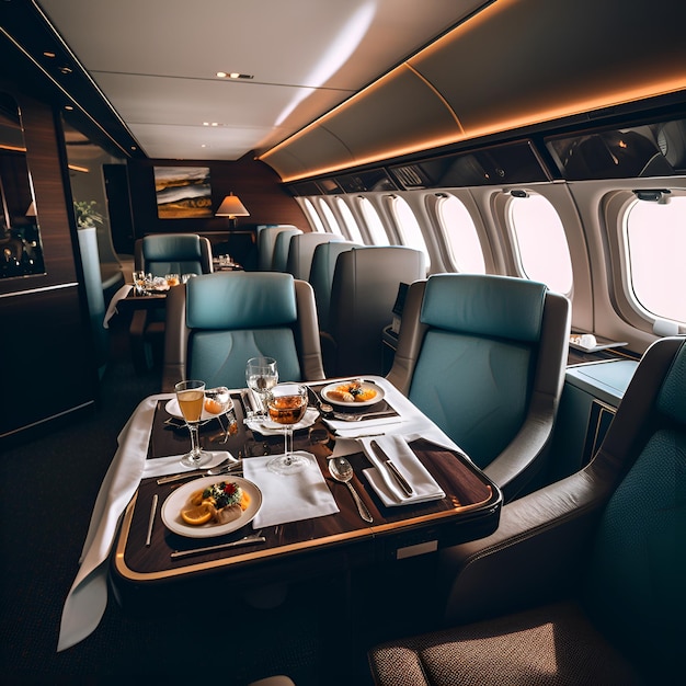 Luxurious first class airline experienceLuxurious first class airline experience