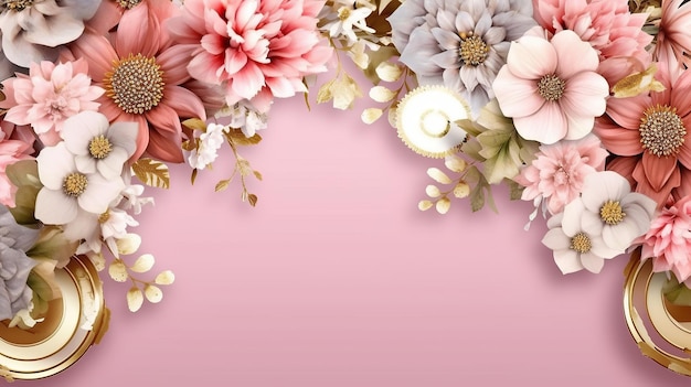 Premium Photo | Luxurious floral wedding frame design generative ai