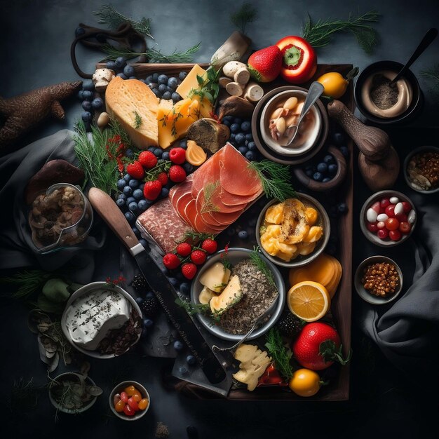 Photo luxurious food platter diversified