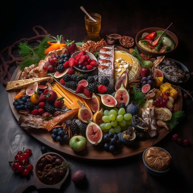 Photo luxurious food platter diversified