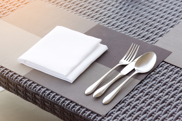 Luxurious fork and spoon on the dining table