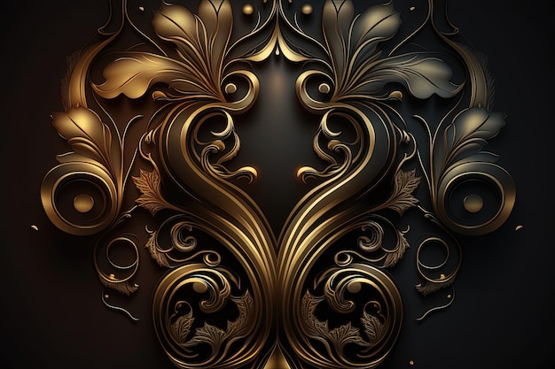 Luxurious frame on a black background adorned with intricate details and highquality materials such as gold or silver AI