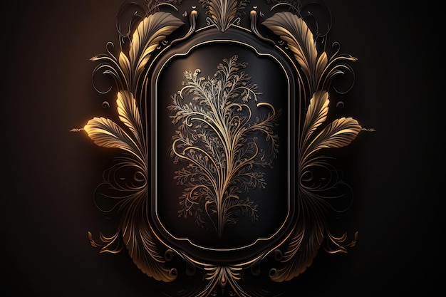 Luxurious frame on a black background The frame is adorned with intricate details and the material is of highquality such as gold or silver Generative AI