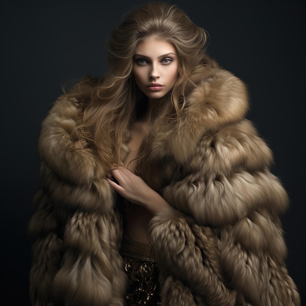 A luxurious fur coat made from the softest and warmest fur in simple and elegant style