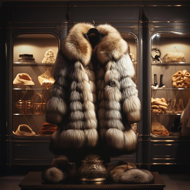 Foto un lussuoso cappotto di pelliccia fatto della pelliccia più morbida e calda in stile semplice ed elegante