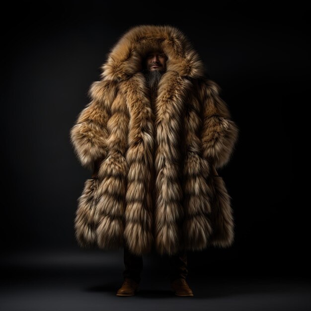 A luxurious fur coat made from the softest and warmest fur in simple and elegant style