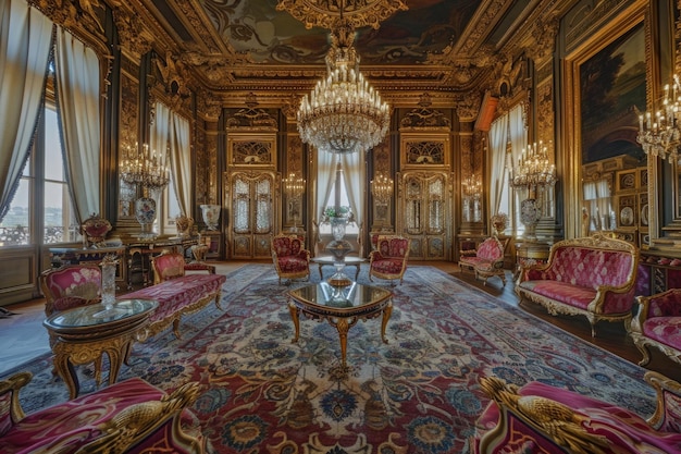 Foto arredi di lusso nel palazzo dolmabahce provenienti da tutto il mondo