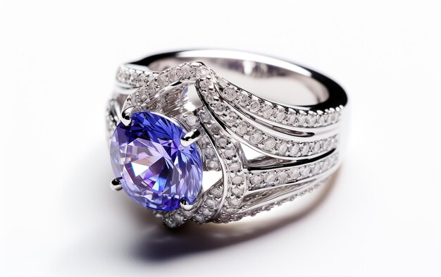 Luxurious Gemstone Ring in Shiny Platinumquot Generative AI