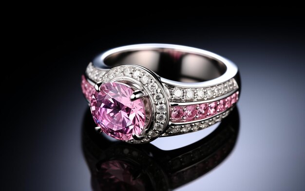 Luxurious Gemstone Ring in Shiny Platinumquot Generative AI