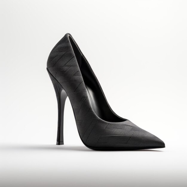 Luxurious Geometry Black Twill Texture 3d Heels On White Background