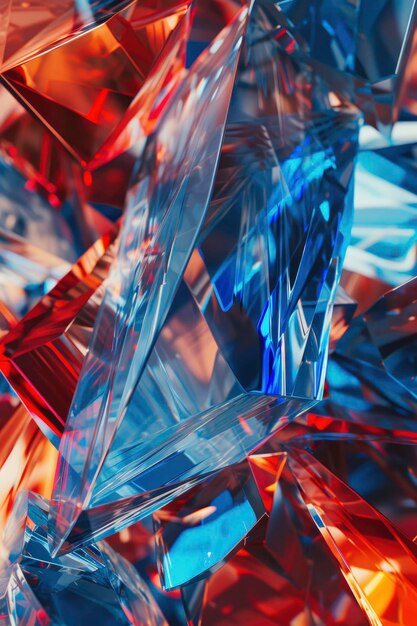 Luxurious Geometry Collage of Blue and Red Glass Broken Pieces