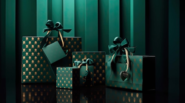 Luxurious Gift Bags on Emerald Green