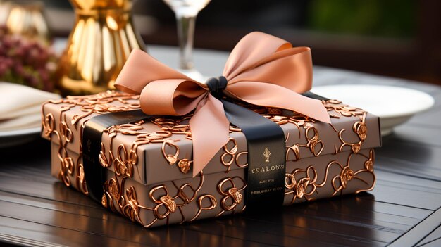 luxurious gold box filled with gourmet chocolate for mother's day gift