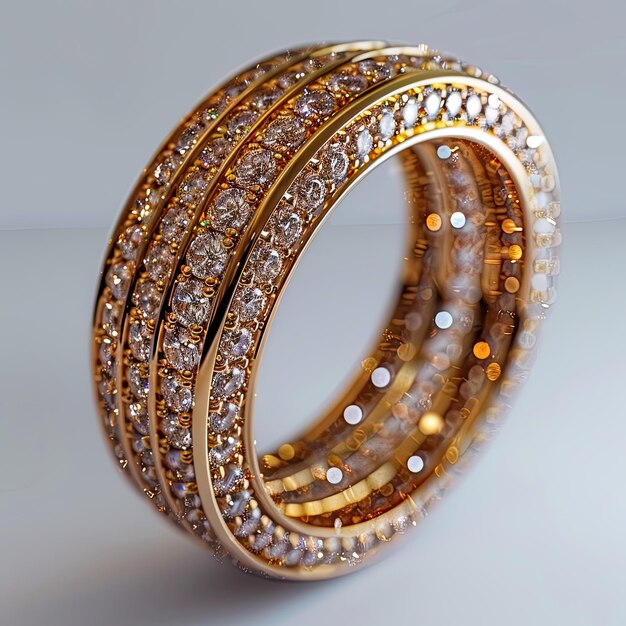 Photo luxurious gold diamond eternity band closeup