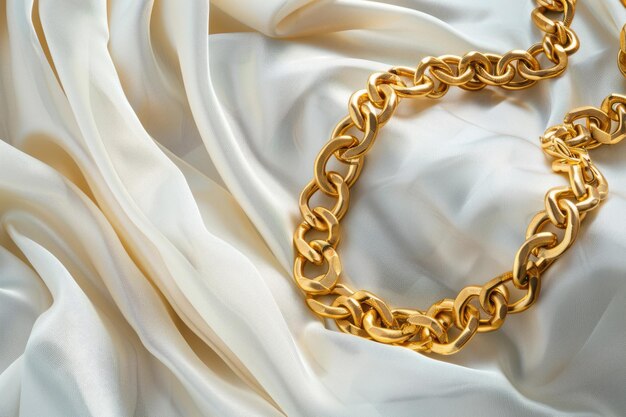 複雑なリンクと磨かれた仕上げの豪華な金のネックレス
