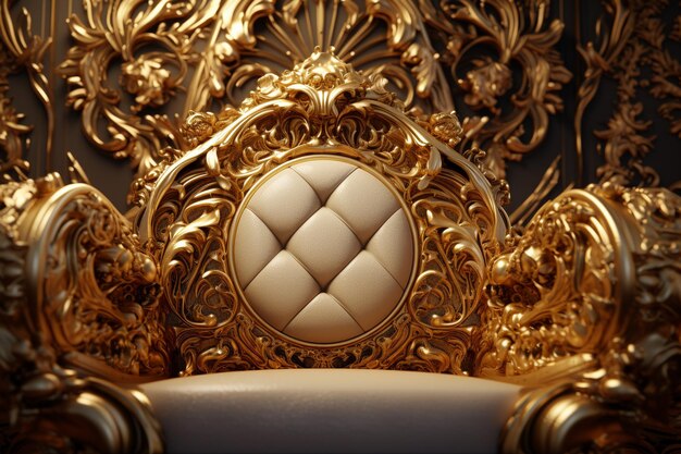 Фото Роскошный золотой узор на королевском троне с надписью 00476 00