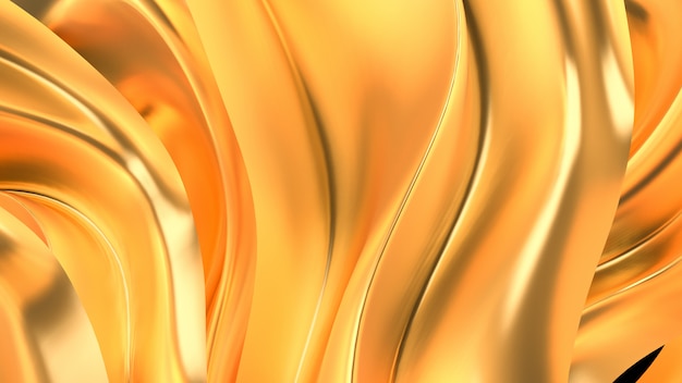 Luxurious golden background with satin drapery. 3d rendering.