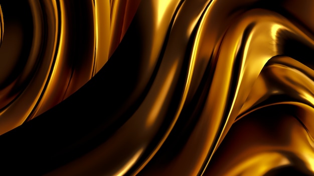 Luxurious golden background with satin drapery. 3d rendering.