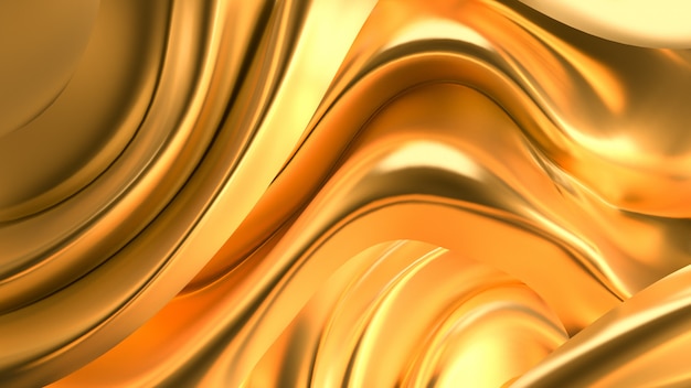 Luxurious golden background with satin drapery. 3d rendering.