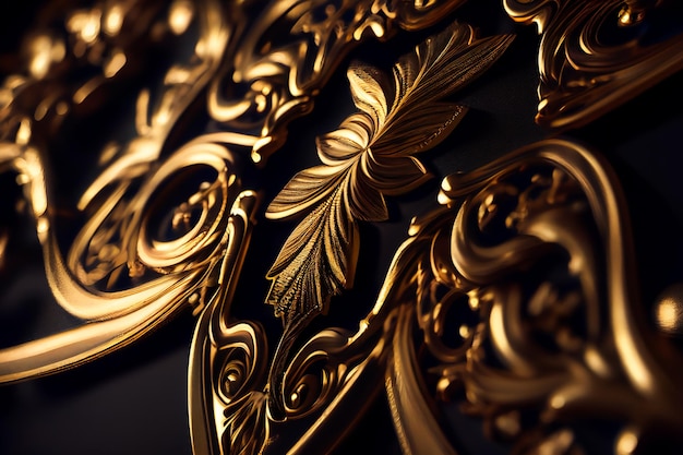 Photo luxurious golden black floral background generative aixa