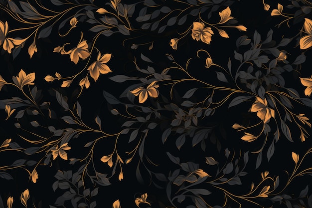 Luxurious golden floral design on dark backdrop for highend decor