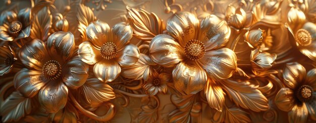 Photo luxurious golden flowers in baroque style artistic sculpture