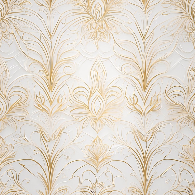 Photo luxurious golden flowers pattern on white background botanical wallpaper curve floral decoration