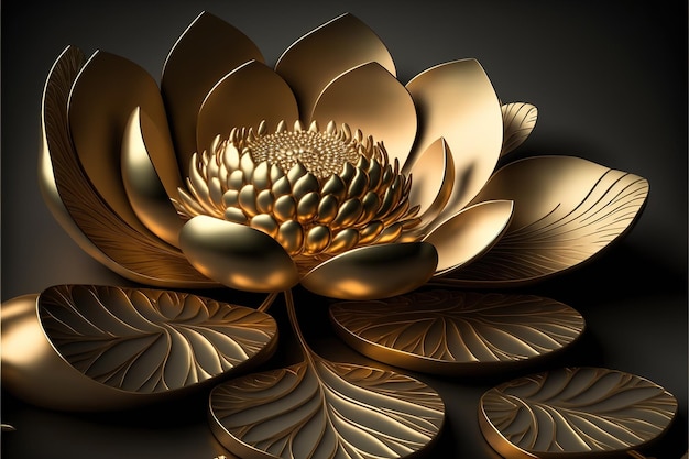 Luxurious golden lotus illustration beautiful print for your decor and design