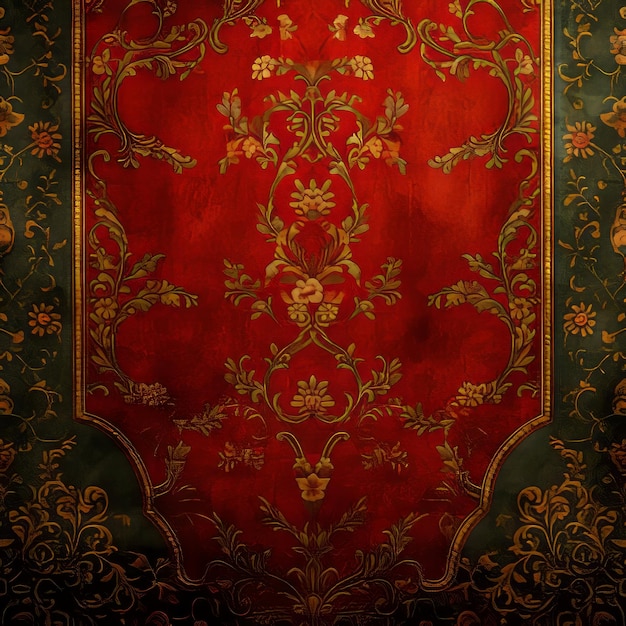 Luxurious Gothic Dark Wallpaper With Floral Detail And Ornate Rug