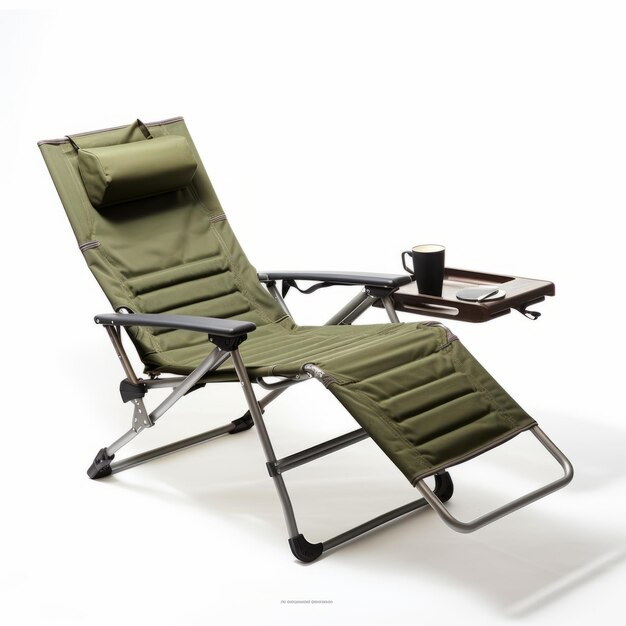 Photo luxurious green camping chair with cup holder