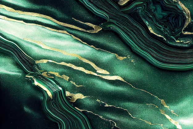 Luxurious green and gold abstract wall background